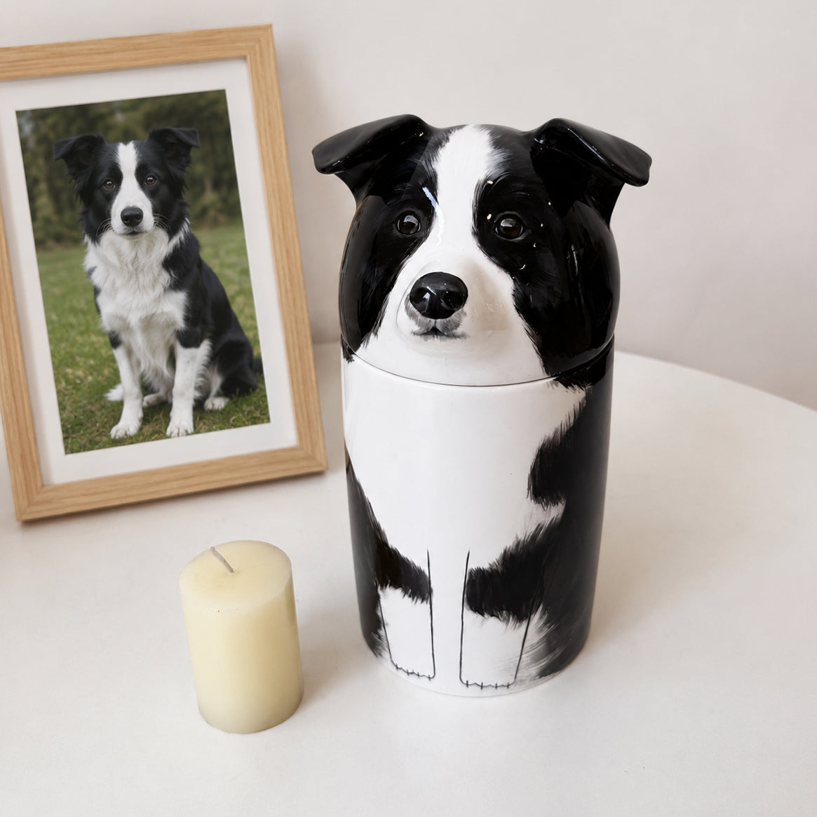 Custom Hand-painted Dog Memorial Urn - Ceramic Pet Portrait Keepsake for Dog Lover
