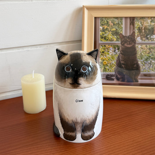 Custom Cat Memorial Urn - Handcrafted Ceramic Urn for Cat