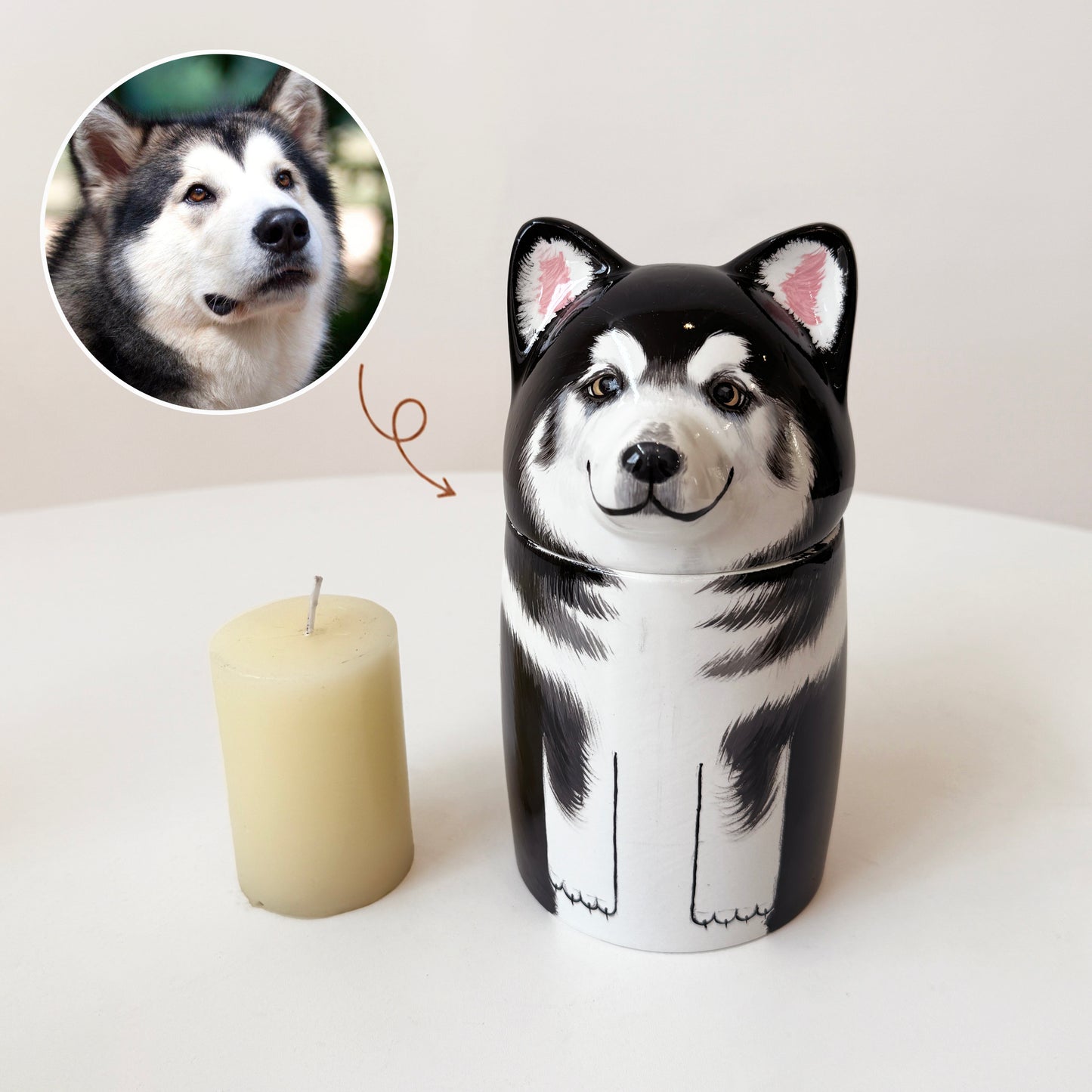 Custom Ceramic Dog Ashes Urn - Pet Keepsake Memorial Urn for Pet