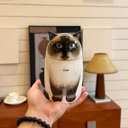 Custom Cat Memorial Urn - Handcrafted Ceramic Urn for Cat