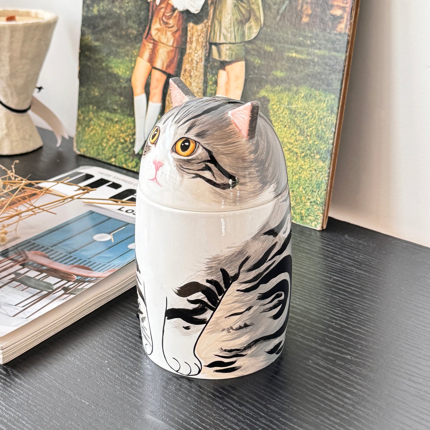 Custom Hand-Painted Cat Memorial Urn - Honor Your Pet’s Memory