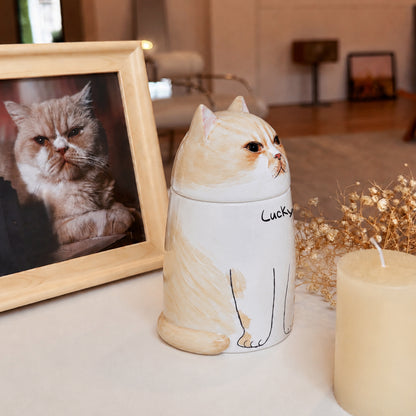 Custom Hand-painted Ceramic Cat Memorial Urn