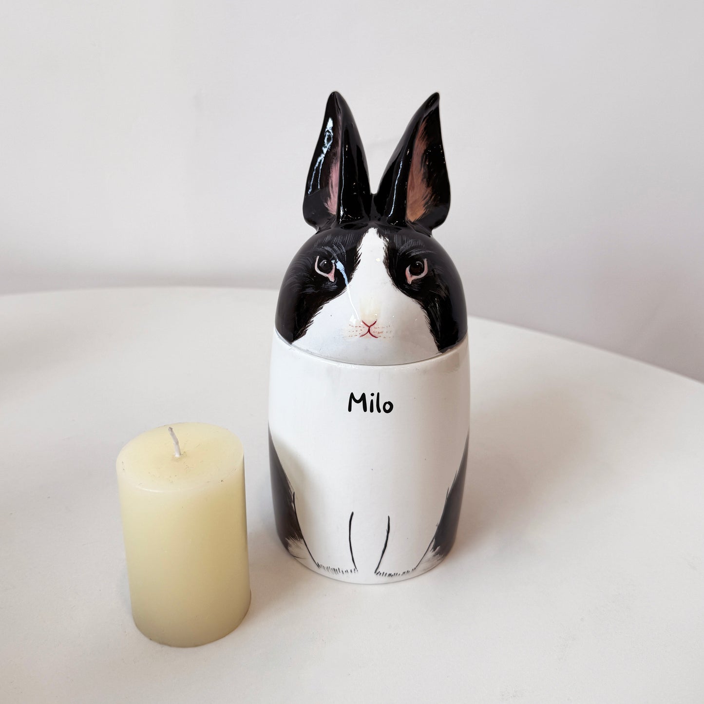 Personalized Rabbit Ceramic Urn - Handmade Pet Memorial Keepsake Urn