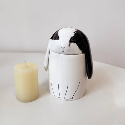 Personalized Rabbit Ceramic Urn - Handmade Pet Memorial Keepsake Urn