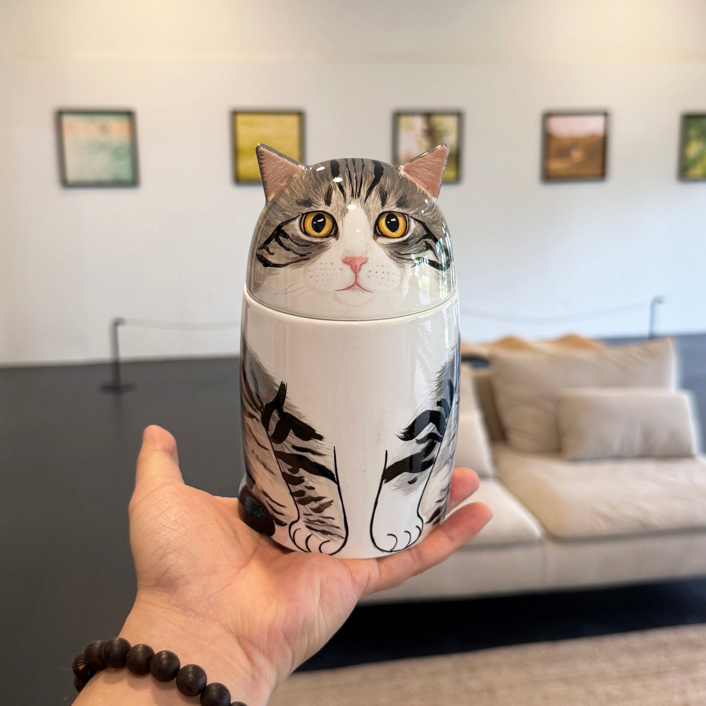 Custom Hand-Painted Cat Memorial Urn - Honor Your Pet’s Memory