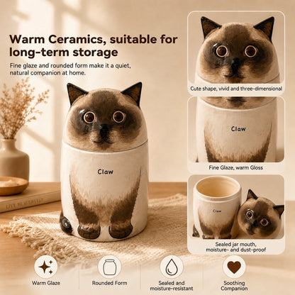 Handmade Cat Memorial Urn – Personalized Ceramic Cremation Urn for Pets