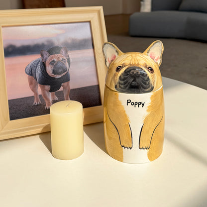 Customized Ceramic Dog Urn with Name - Hand-painted Pet Memorial Keepsake