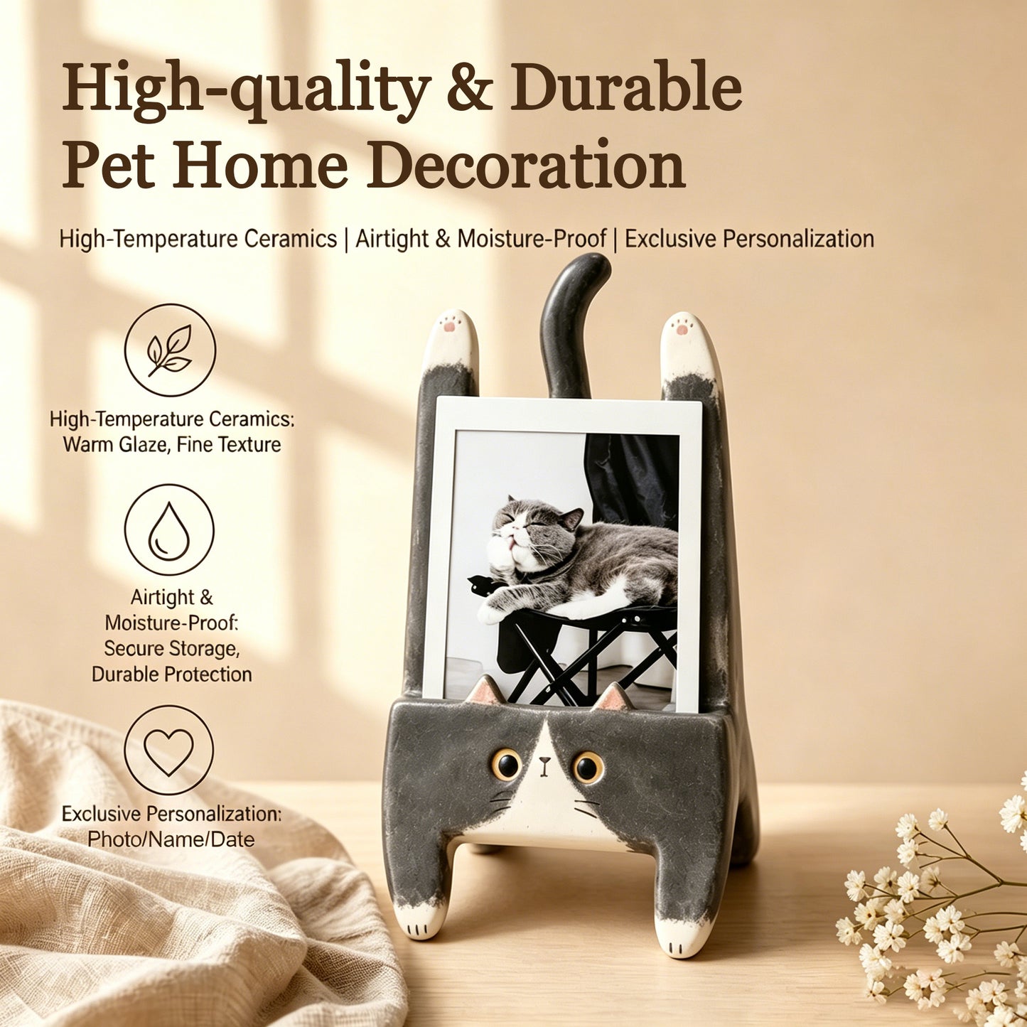 Personalized Pet Photo Frame - Hand-painted Pet Memorial Desktop for Birthday Gift