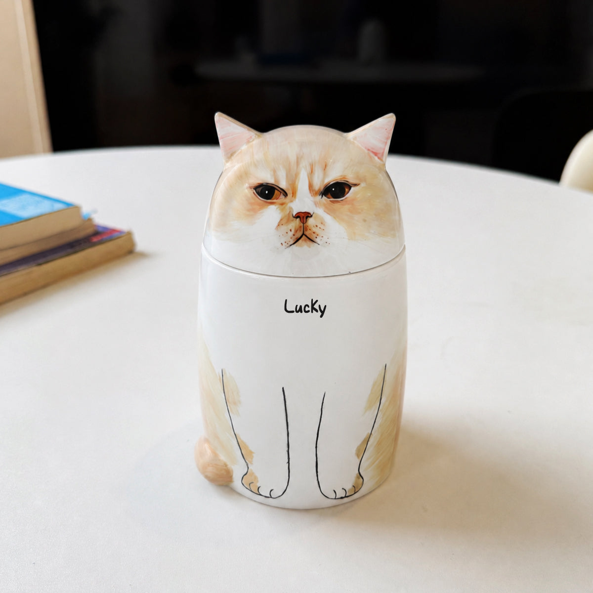 Custom Hand-painted Ceramic Cat Memorial Urn
