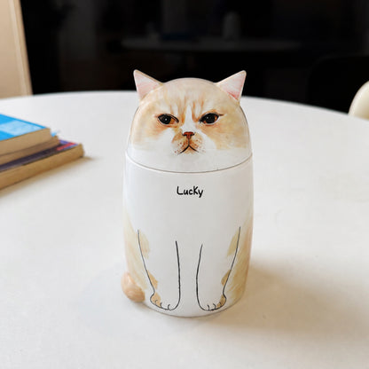 Custom Hand-painted Ceramic Cat Memorial Urn