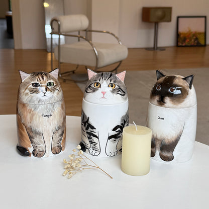 Custom Cat Memorial Urn - Handcrafted Ceramic Urn for Cat