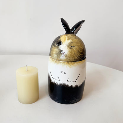 Personalized Rabbit Ceramic Urn - Handmade Pet Memorial Keepsake Urn