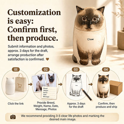 Handmade Cat Memorial Urn – Personalized Ceramic Cremation Urn for Pets