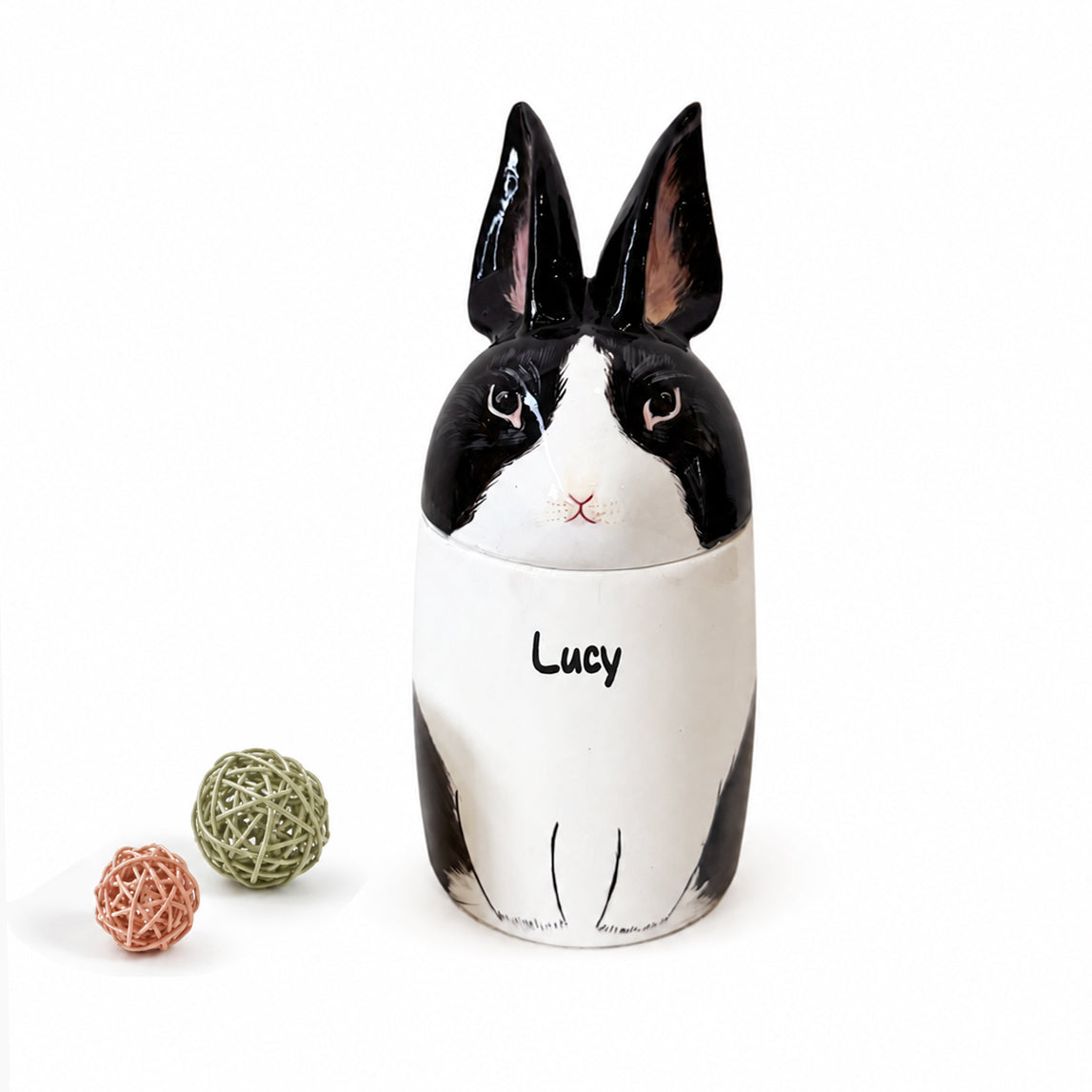 Custom Ceramic Rabbit Urn - Hand Painted Pet Memorial Keepsake Urn
