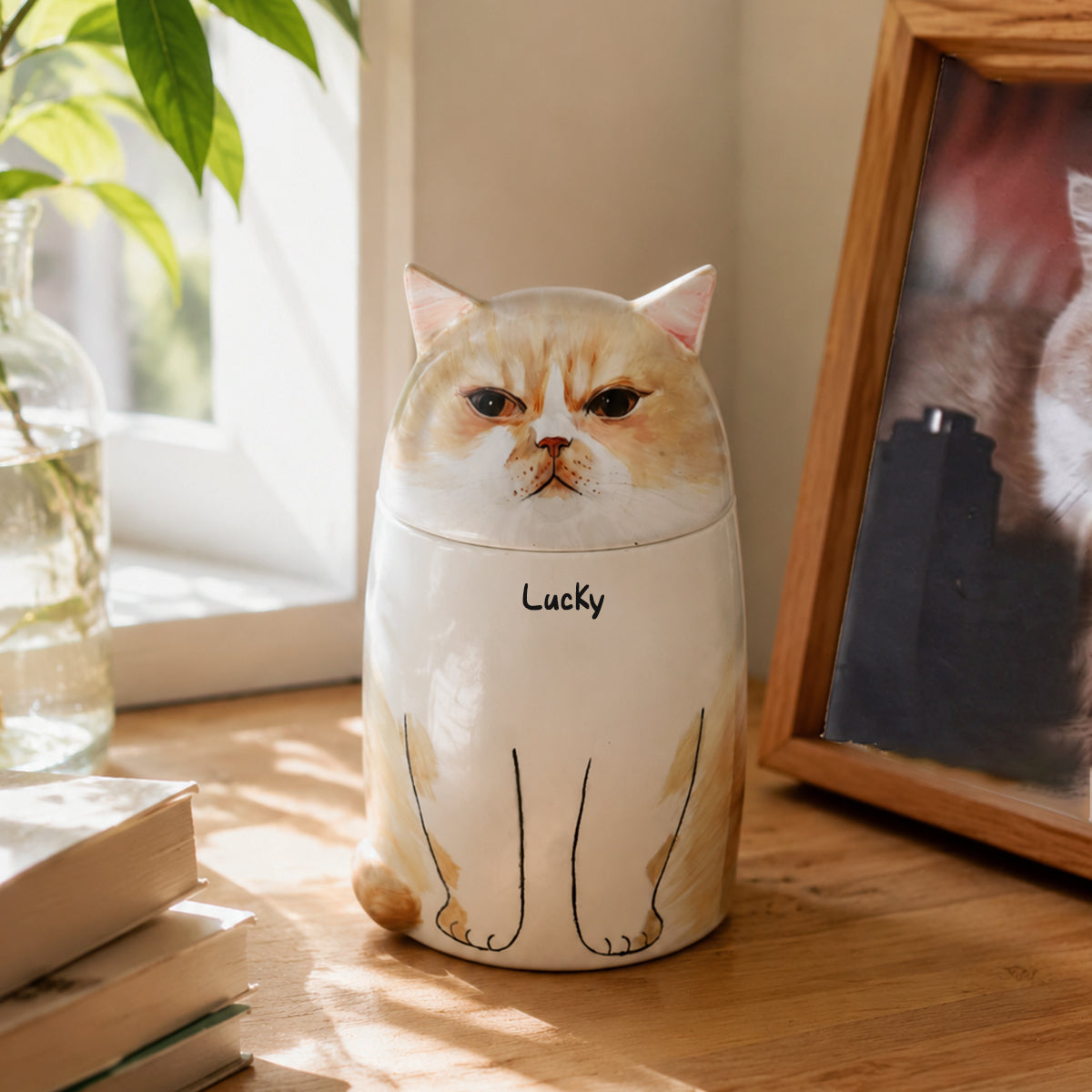 Custom Hand-painted Ceramic Cat Memorial Urn