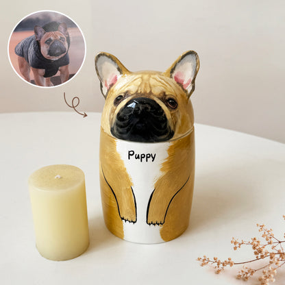 Customized Ceramic Dog Urn with Name - Hand-painted Pet Memorial Keepsake