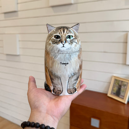 Custom Cat Memorial Urn - Handcrafted Ceramic Urn for Cat
