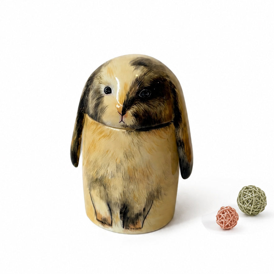 Custom Ceramic Rabbit Urn - Hand Painted Pet Memorial Keepsake Urn