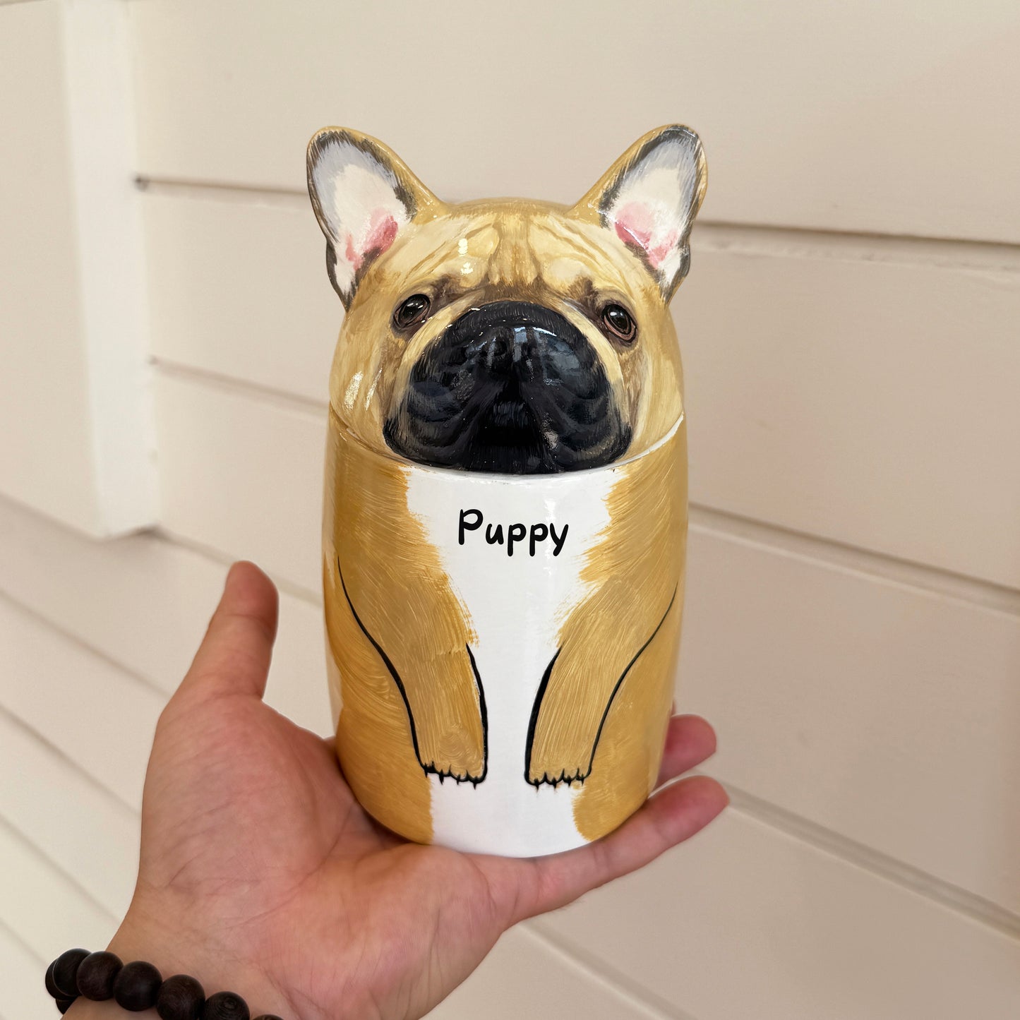 Customized Ceramic Dog Urn with Name - Hand-painted Pet Memorial Keepsake