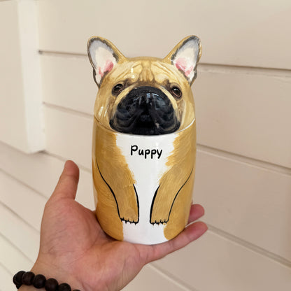 Customized Ceramic Dog Urn with Name - Hand-painted Pet Memorial Keepsake