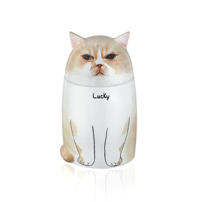 Custom Hand-painted Ceramic Cat Memorial Urn
