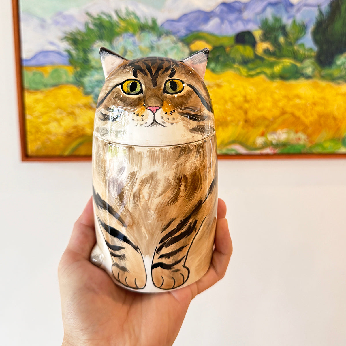 Custom Cat Memorial Portrait Urn, Handmade Cat Keepsake Urn for Ashes