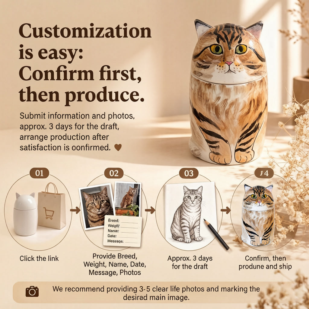 Personalized Pet Ashes Urn – Handmade Ceramic Memorial for Cats