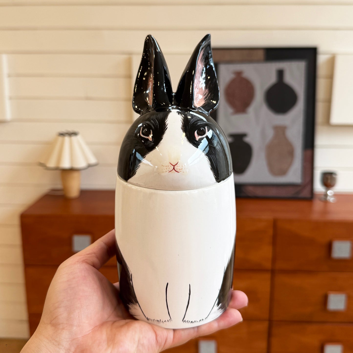 Custom Ceramic Rabbit Urn - Hand Painted Pet Memorial Keepsake Urn