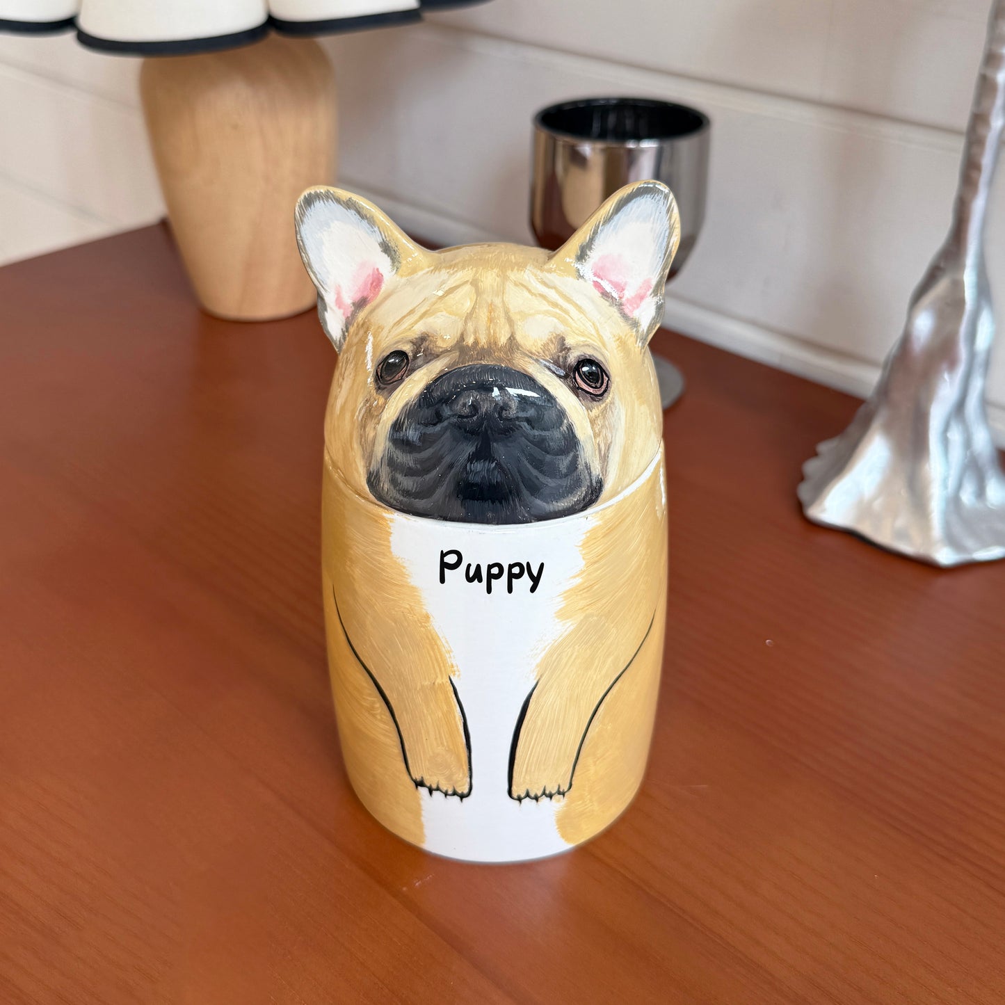 Customized Ceramic Dog Urn with Name - Hand-painted Pet Memorial Keepsake