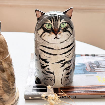 Personalized Ceramic Cat Urn, Hand-painted Memorial Keepsake for Pet