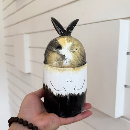 Personalized Rabbit Ceramic Urn - Handmade Pet Memorial Keepsake Urn