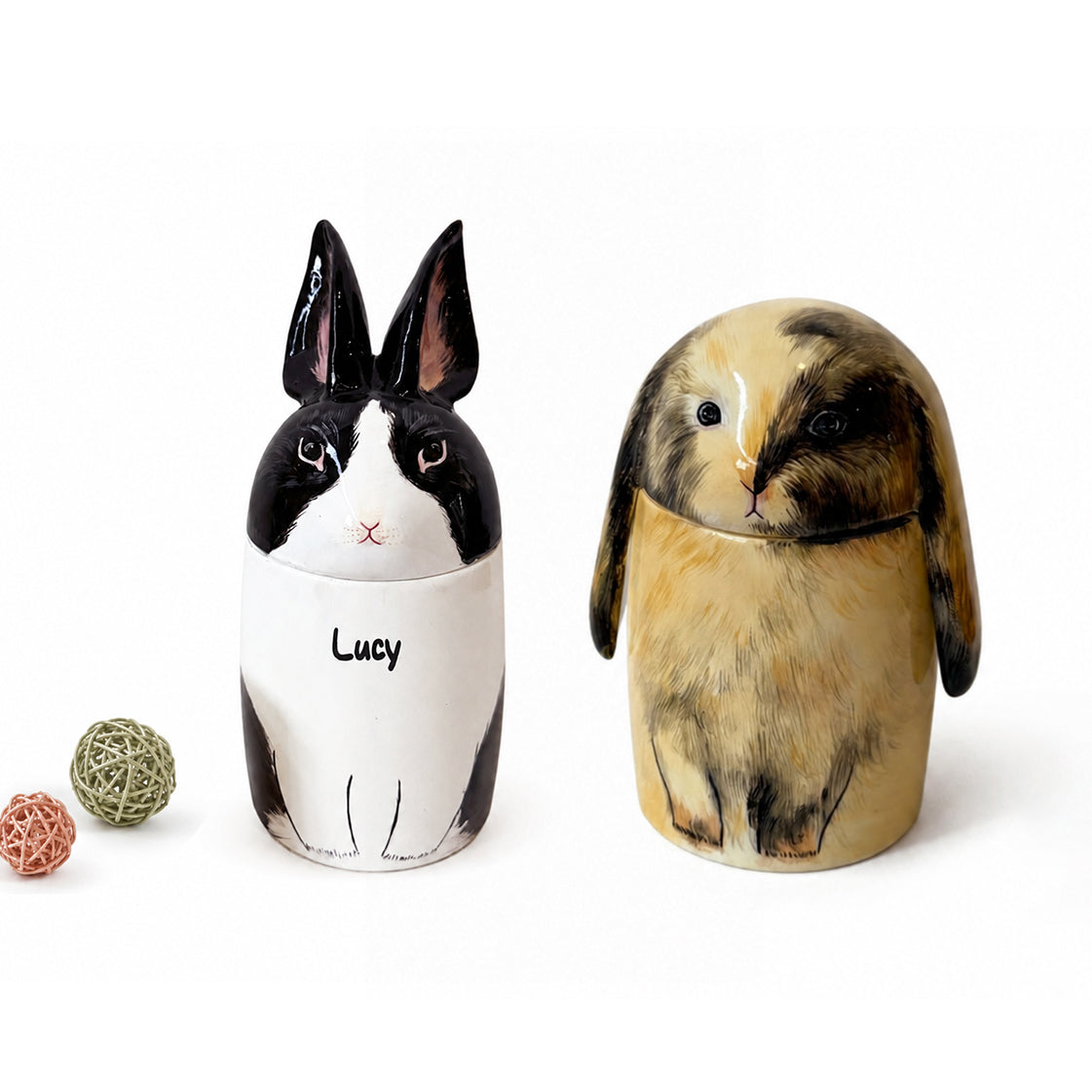 Custom Ceramic Rabbit Urn - Hand Painted Pet Memorial Keepsake Urn