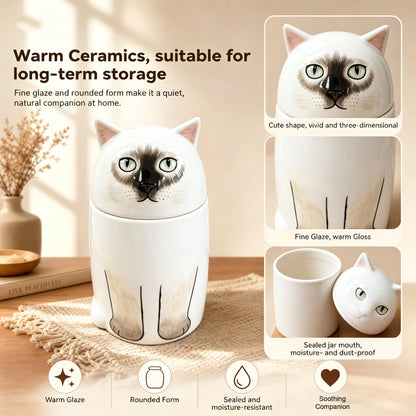 Custom Ceramic Pet Urn – Elegant Ashes Holder for Beloved Cat