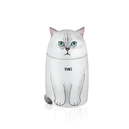 Personalized Hand-Painted Cat Memorial Urn, Ceramic Urn For Pet