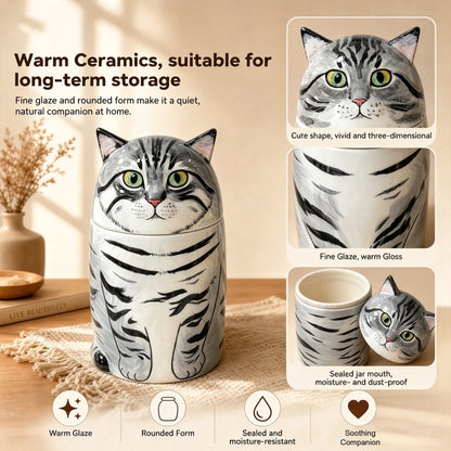 Personalized Cat Urn for Ashes – Handmade Ceramic Memorial Keepsake Urn