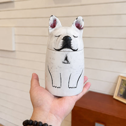 Custom Hand-painted Ceramic Urn for Dog - A Beautiful Tribute to Your Pet