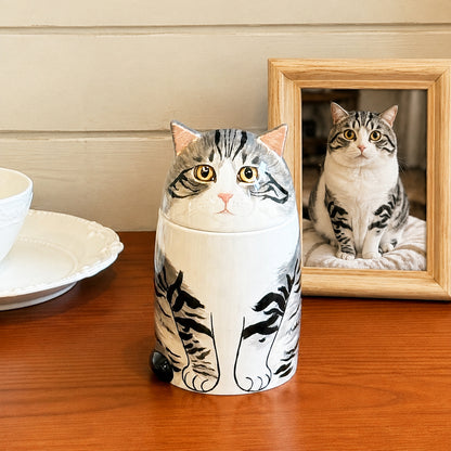 Custom Hand-Painted Cat Memorial Urn - Honor Your Pet’s Memory