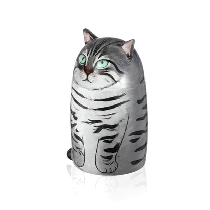 Personalized Ceramic Cat Urn, Hand-painted Memorial Keepsake for Pet