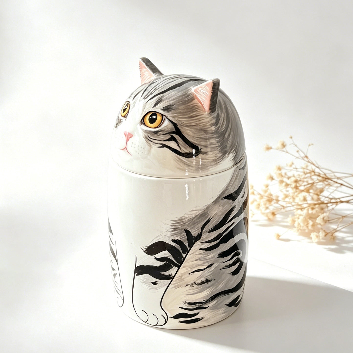 Custom Hand-Painted Cat Memorial Urn - Honor Your Pet’s Memory