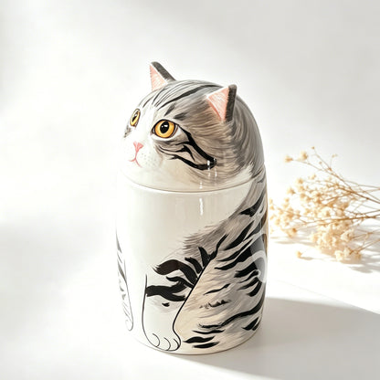 Custom Hand-Painted Cat Memorial Urn - Honor Your Pet’s Memory