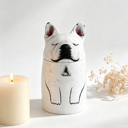 Custom Hand-painted Ceramic Urn for Dog - A Beautiful Tribute to Your Pet