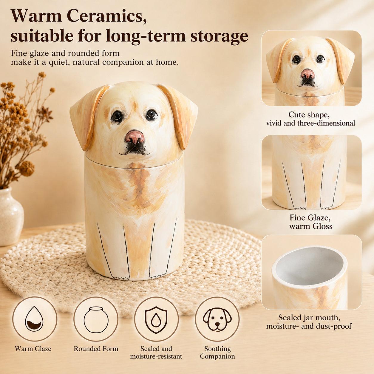 Hand-painted Custom Cat Memorial Urn - Personalized Ceramic Pet Urn for Ashes