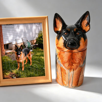 Custom Hand-painted Dog Memorial Urn - Ceramic Pet Portrait Keepsake for Dog Lover