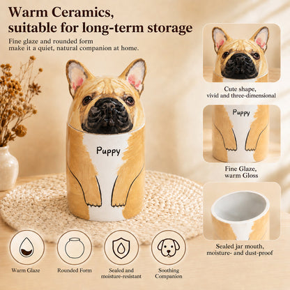 Customized Ceramic Dog Urn with Name - Hand-painted Pet Memorial Keepsake