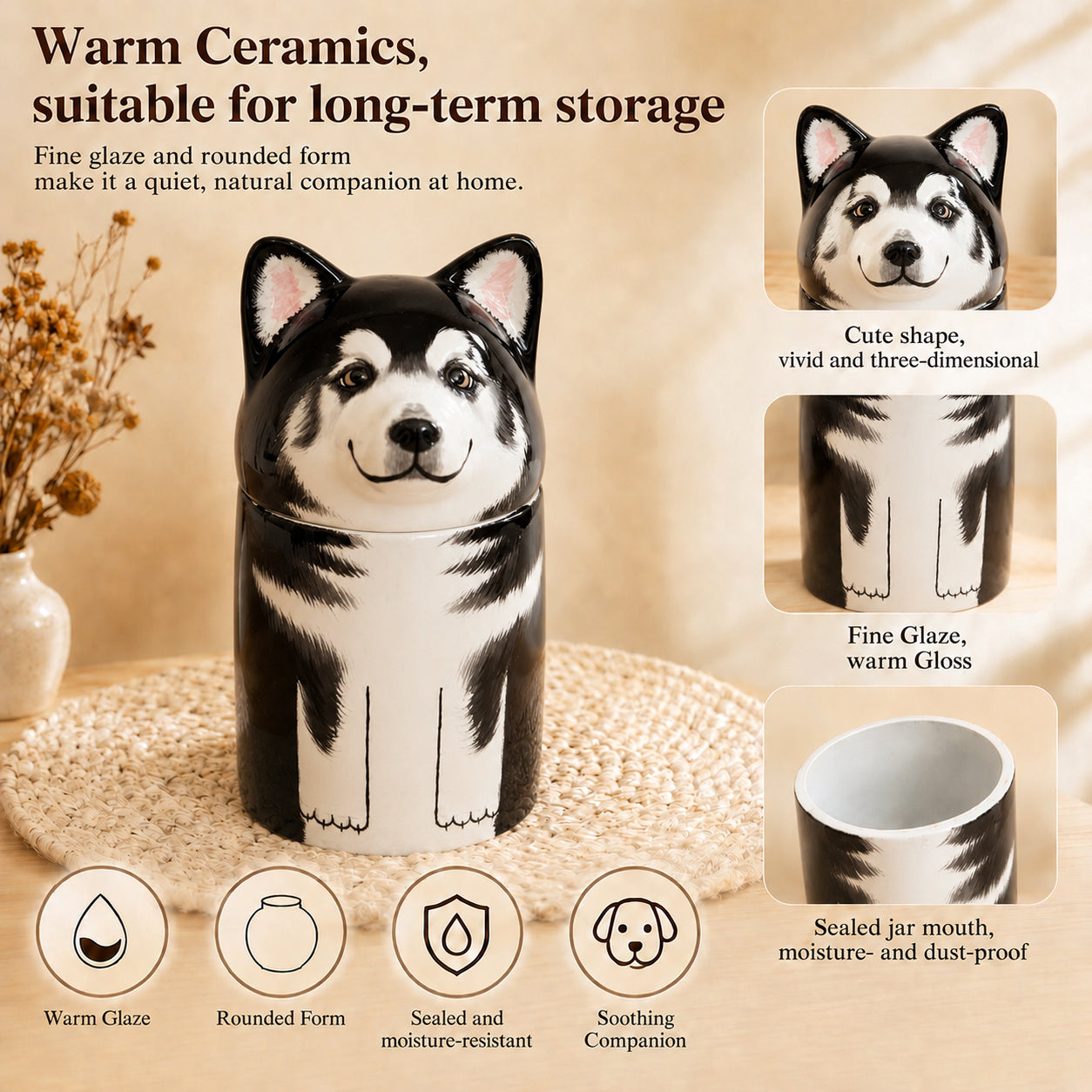 Custom Ceramic Dog Ashes Urn - Pet Keepsake Memorial Urn for Pet