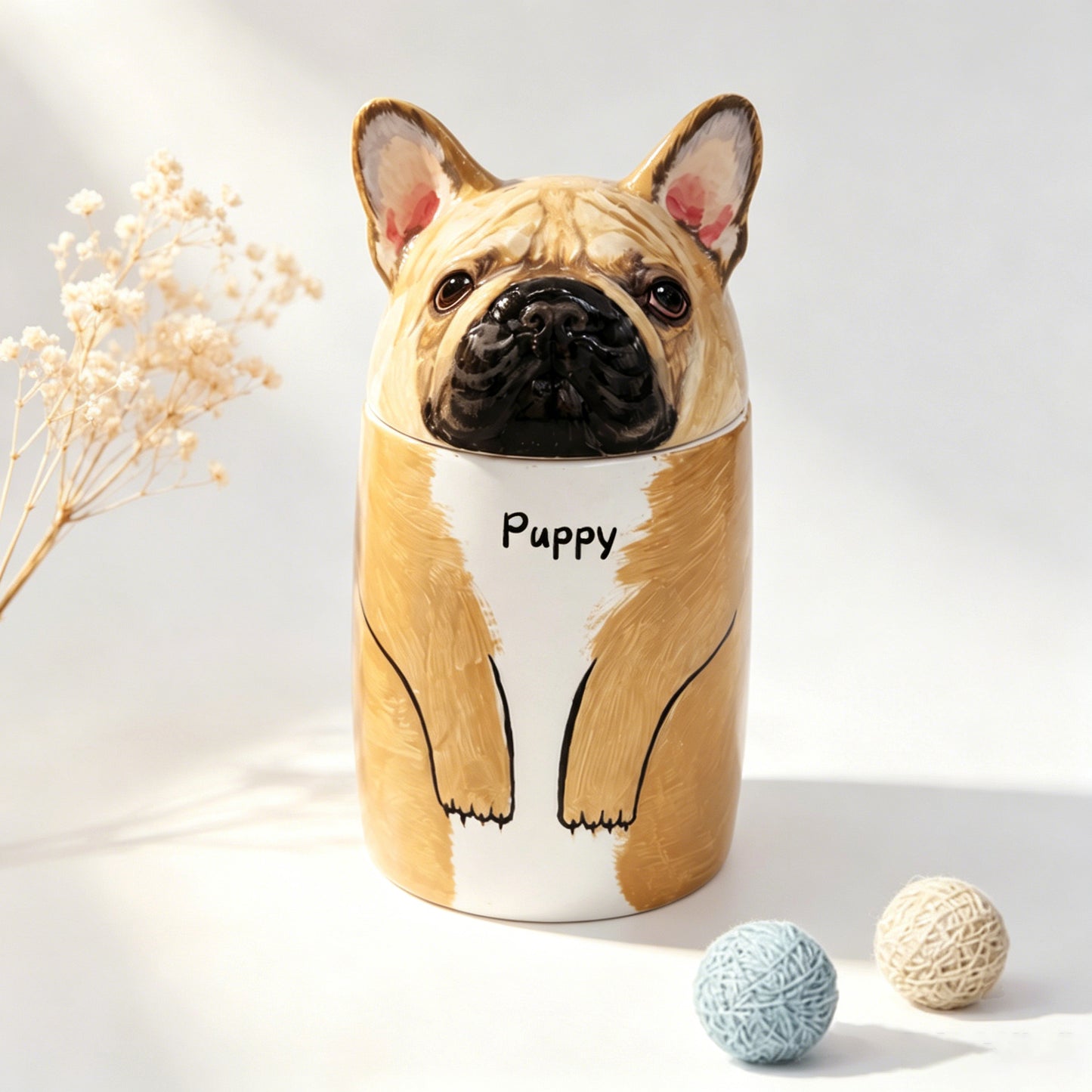 Customized Ceramic Dog Urn with Name - Hand-painted Pet Memorial Keepsake