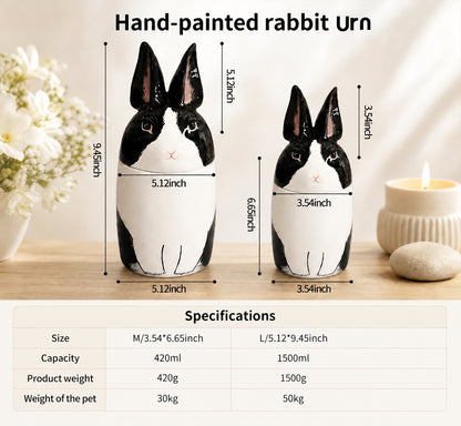 Personalized Rabbit Ceramic Urn - Handmade Pet Memorial Keepsake Urn