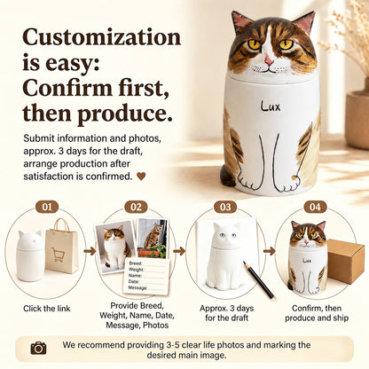 Personalized Cat Memorial Urn - Handmade With Love