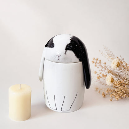Personalized Rabbit Ceramic Urn - Handmade Pet Memorial Keepsake Urn