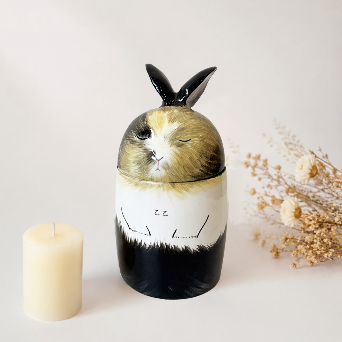 Personalized Rabbit Ceramic Urn - Handmade Pet Memorial Keepsake Urn